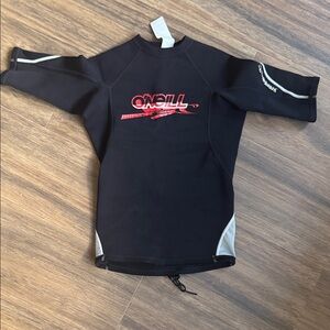 O'Neill Black Surf Top with Red Logo Accent